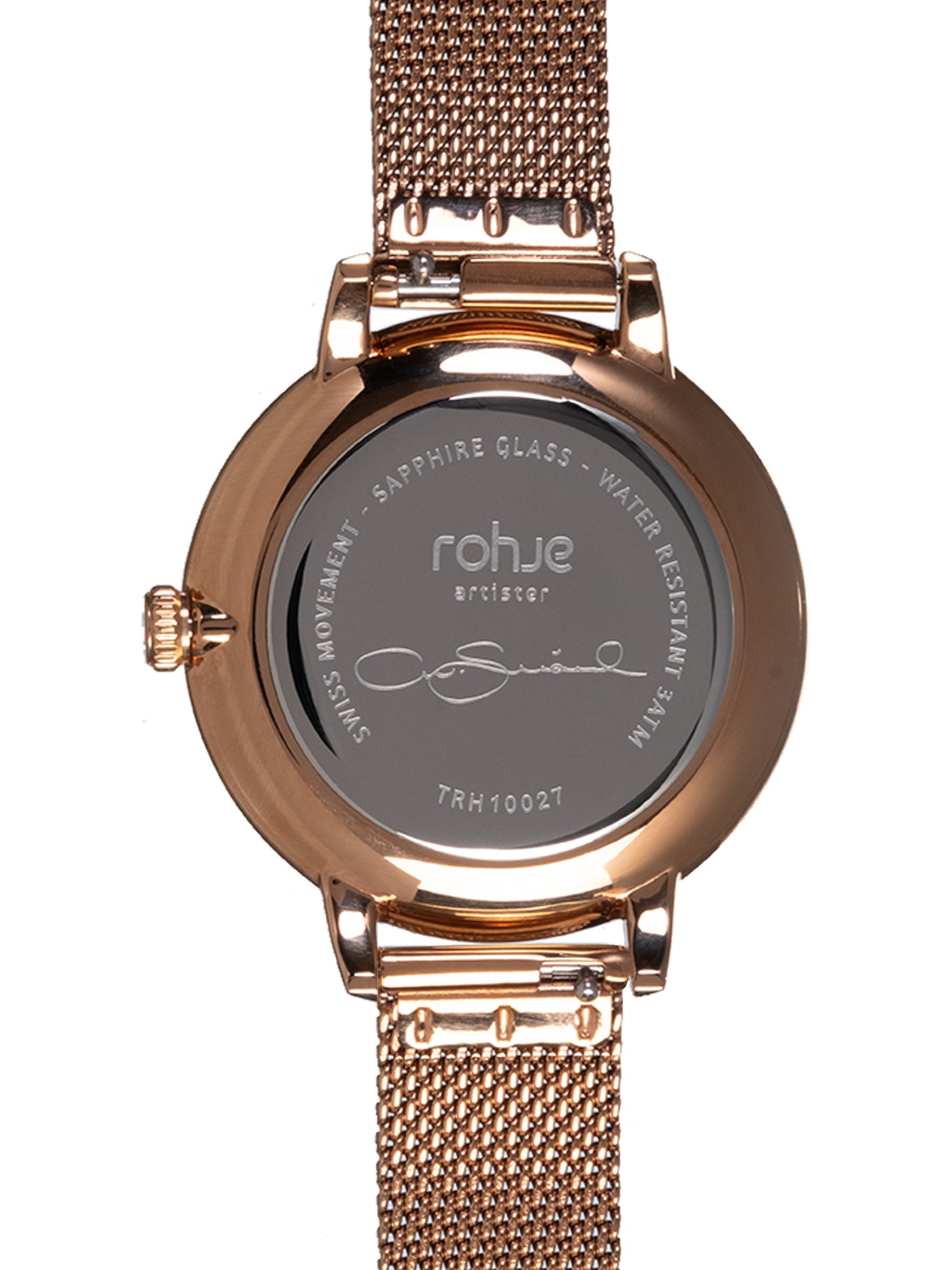 Rohje Artister backplate with signature #strap_rose-gold-mesh